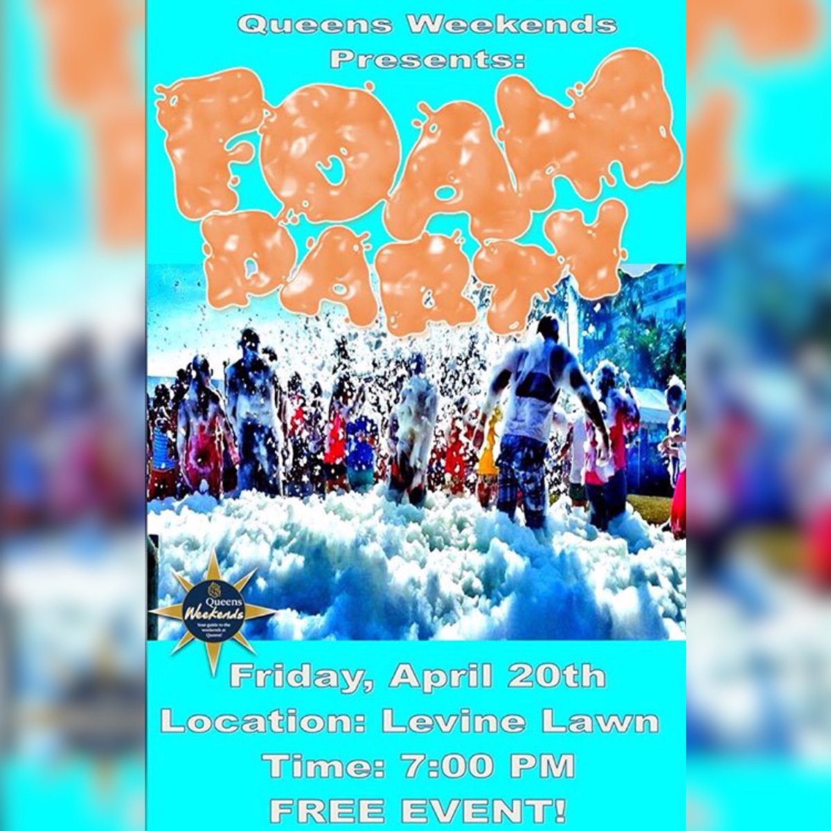 QueensDiana's tweet photo. 🚨ROYALS🚨

☁️🎉FOAM PARTY
🗓Tomorrow (April 20th)
📍Levine Lawn 
⏰7:00pm - 9:00pm 
🆓EVENT🆓FOAM🆓FUN https://t.co/aA9SQMyxec