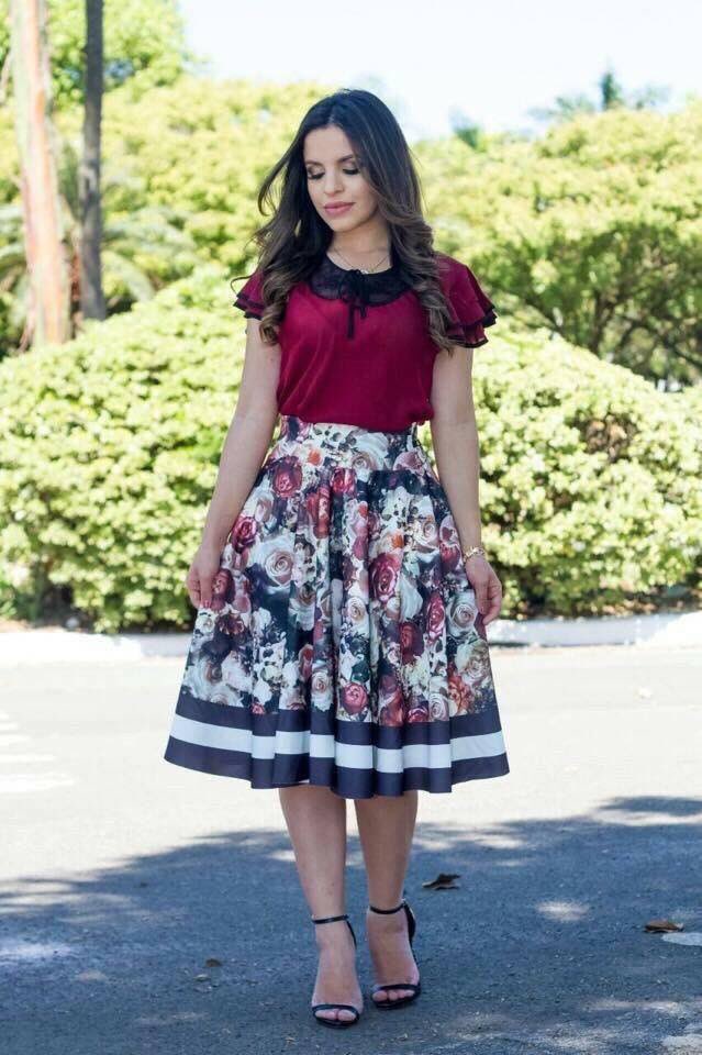blusa para falda floreada