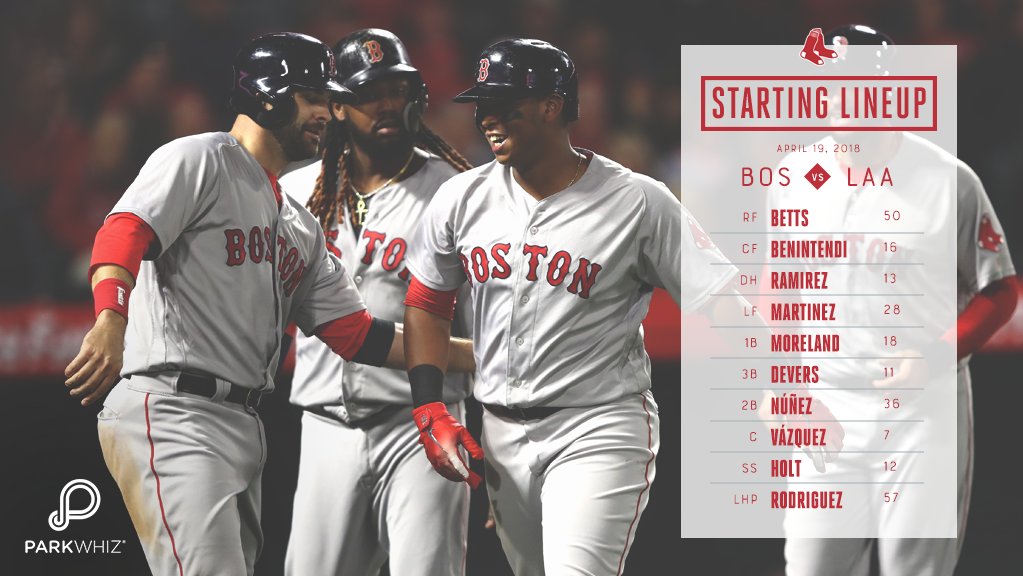 RedSox's tweet photo. Going for the sweep tonight! 

Your @ParkWhiz lineup ⬇️ https://t.co/ojtDhusPKQ