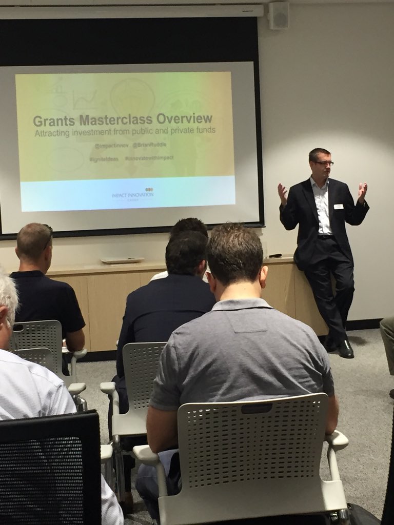 So many great #ideas in the Grants Masterclass audience. Good luck with your applications <a href="/impactinnov/">Impact Innovation</a>  #igniteideas #innovatewirhimpact