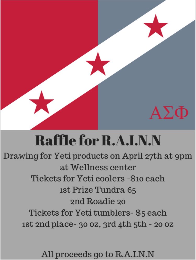You can still buy tickets for our raffle! Ask a brother or DM this account to purchase one, winners will be drawn on April 27th at 9pm