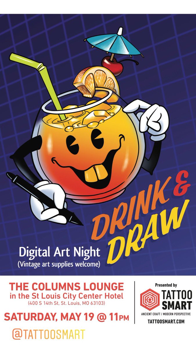 TattooTheLou's tweet photo. Attention all attending tattooers and artists coming to #tattoothelou! Come draw with some of the best artists from all over! @tattoosmart and @russabbott are holding a #drinkanddraw on May 19th!! Join us and #drinkanddraw with the best! #tattoothelou #missouri #stlouis #stl https://t.co/mzSRU7vCf4