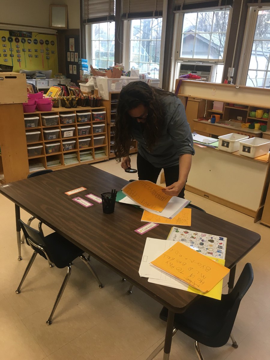 mrsnmeyer's tweet photo. “Detective” Meyer searches for punctuation in the writing folders! #edgewoodpride https://t.co/M3rrrYtit8