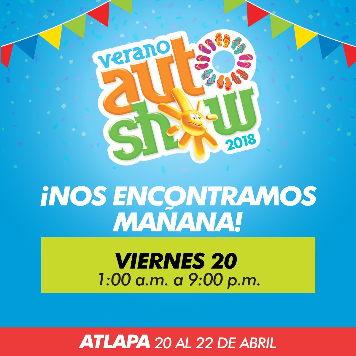VeranoAutoShow's tweet photo. Solo falta 1 día para el #VeranoAutoShow2018 ¿Están listos? Recuerda que es totalmente gratuito y contaremos con estacionamientos y transporte gratis desde el Instituto Don Bosco. https://t.co/t2xvbzET8G