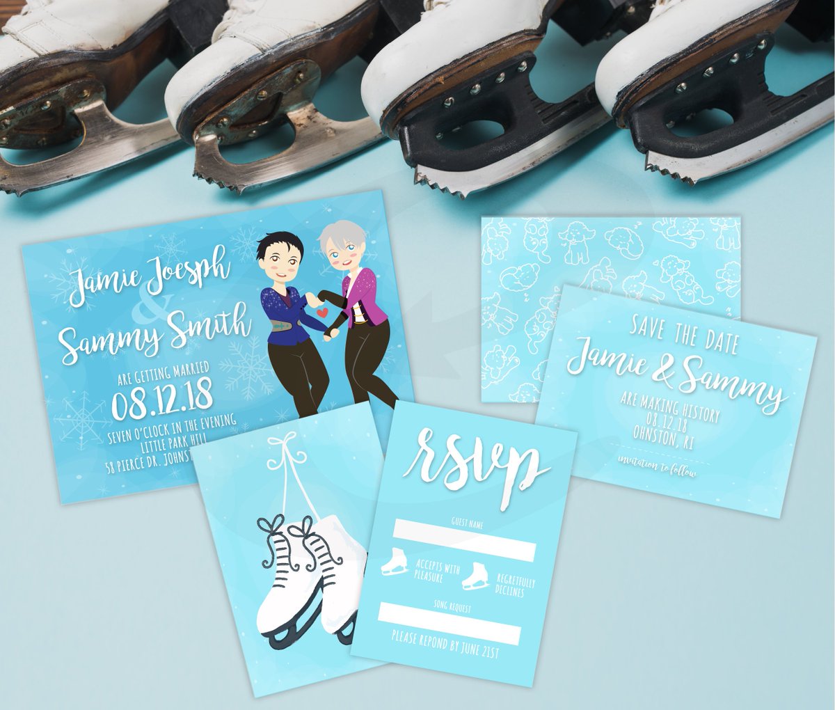 fayeelle's tweet photo. Are you making history? Is everything you do on the ice love? Then this Yuri on Ice wedding stationary set is just for you! #animewedding #yurionice #yoiwedding #geekwedding #yurionicewedding #nerdwedding #skatingwedding #dyiwedding #winterwedding #figureskating htt https://t.co/KJHemJZxEw