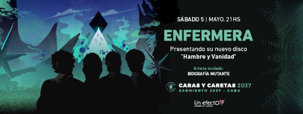 Normalesok's tweet photo. #Música #Enfermera presenta: #HambreyVanidad en #CarasyCaretas @CC2037 sábado 5 de Mayo.  @unefecto https://t.co/3PbuxCNtYB
