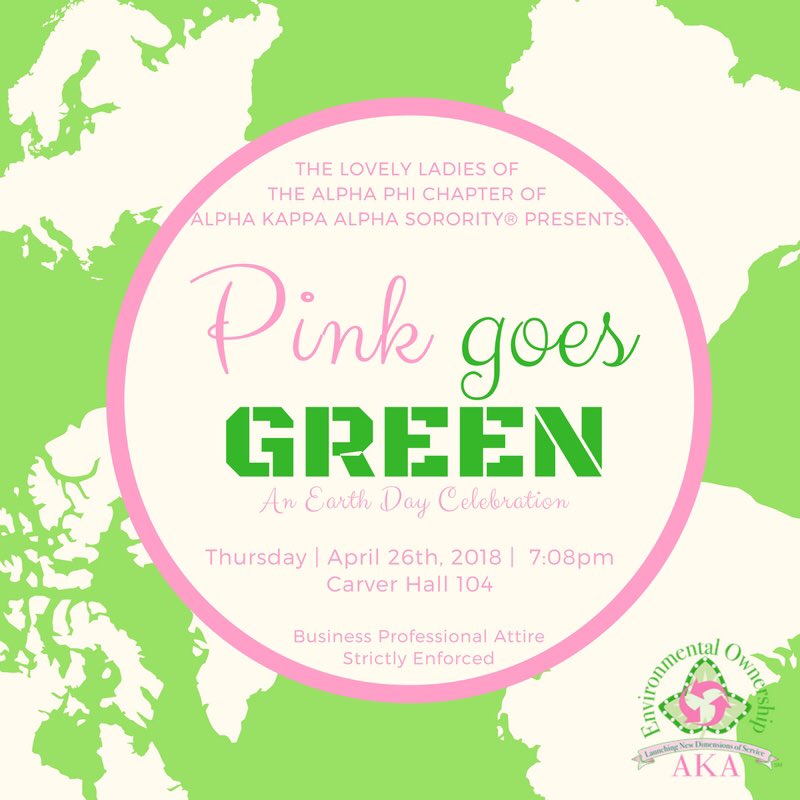 woods_kee12's tweet photo. "The greatest threat to our planet is the belief that someone else will save it". Come learn about ways to protect our planet with the Alpha Phi Chapter in an Earth Day Celebration. 🌍💓 #AKA1908 #EnvironmentalOwnership https://t.co/c29fqvibRf