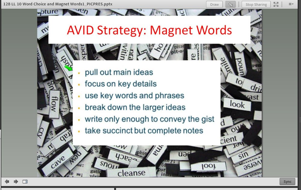 MrsJennings44's tweet image. Today @CompassCs English scholars adapted the @AVID4College Magnet Words reading strategy during Learning Lab to analyze character and author perspective in &quot;Through the Looking Glass.&quot; #OnlineClasroom #ThisIsAVID #TeachingLiterature #OnlineTeacher