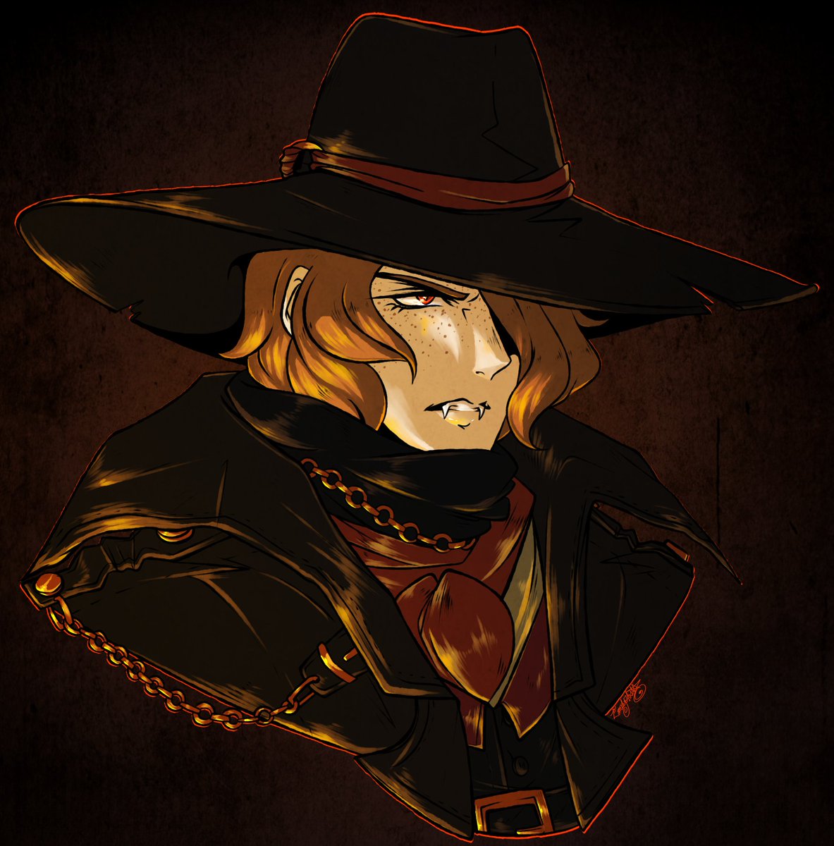 My obsession with big hats and grumpy men continues! Little mini-draw of my #ShadowoftheDemonLord character, Duncan, giving him a new look for the new game we are playing. He's an angry doofus with a big sword.