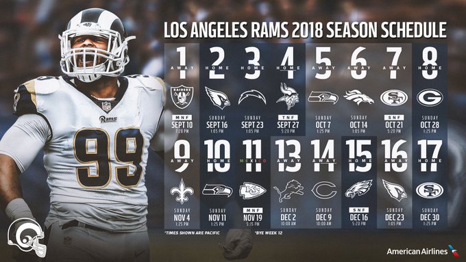 Breaking: NFL Rams' full 2018 regular season schedule