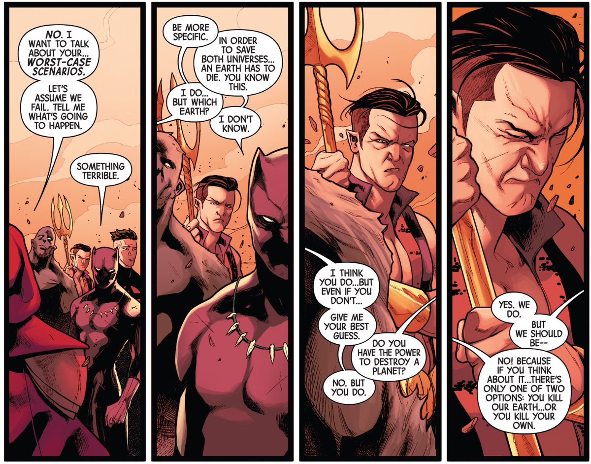 It's a great example of Hickman working within the confines of monthly comics, understanding other characters are beholden to the arcs overseen by other writers.It's clever, pragmatic plotting.It's also why the eight-month time skip in "Time Runs Out" is so clever.(NA #19.)