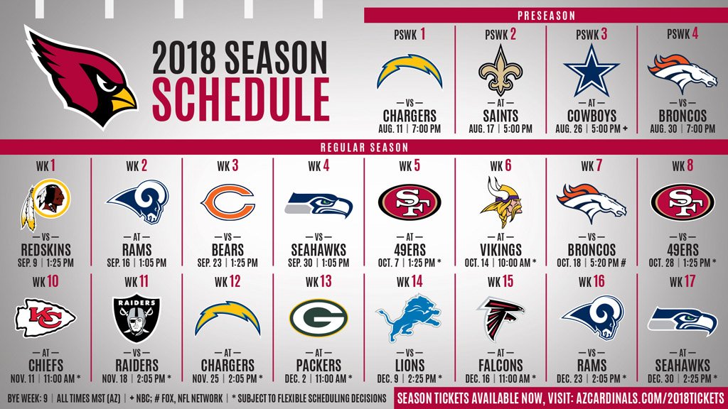Arizona Cardinals Schedule 2019 Tickets