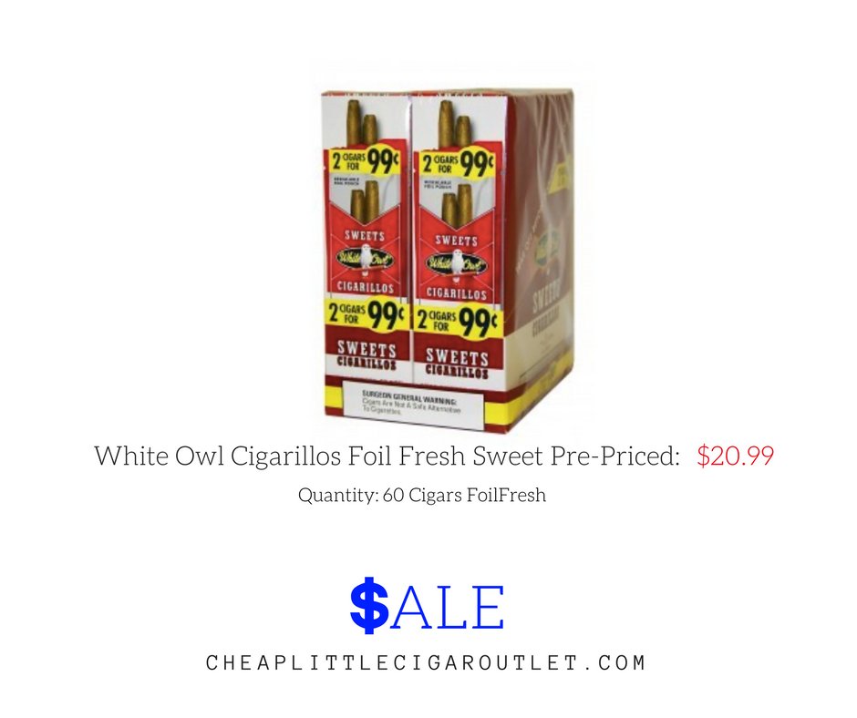 CheapLCOutlet's tweet photo. White Owl Cigarillos Foil Fresh Sweet Pre-Priced: $20.99
https://t.co/CFyaaWeAqH

----- Other Discounts Happening All Month -----
10% Discount *E-Cigs
5% discount on: All cigars and accessories
#CLCO #CheapLittleCigarOutlet #Cigars #Vape #WhiteOwlCigars https://t.co/xoeKP48KN6