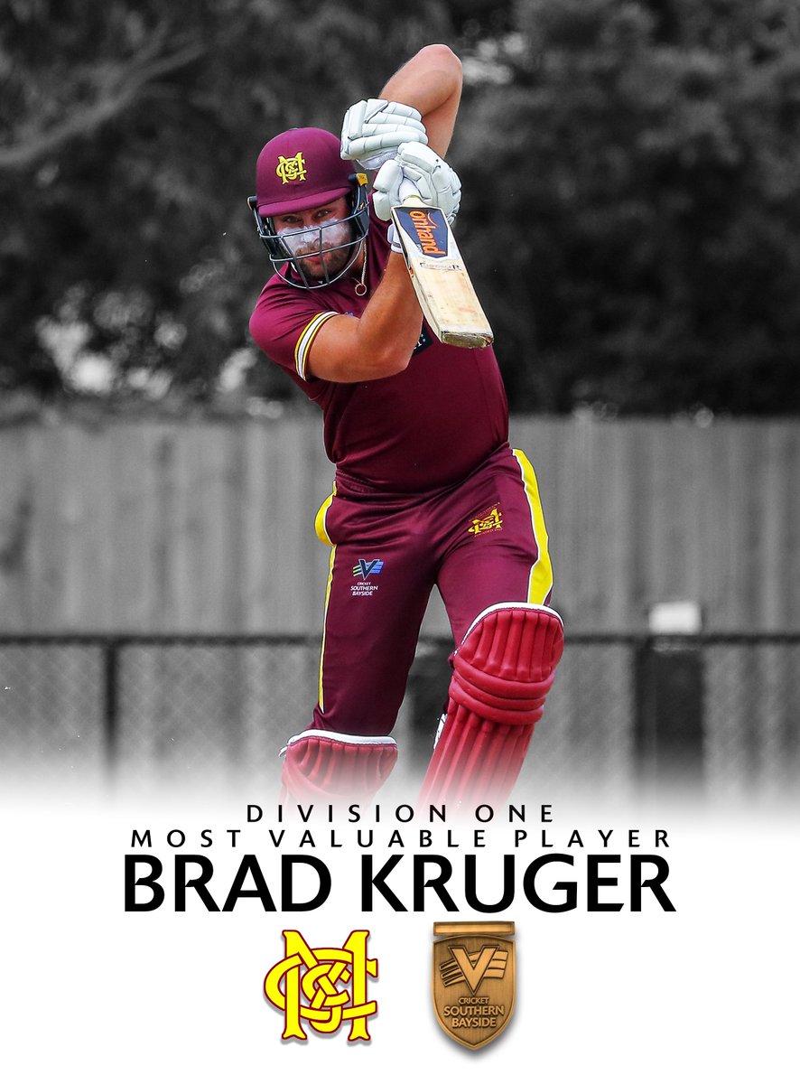 Congratulations to <a href="/MurrumbeenaC/">Murrumbeena CC</a> captain Brad Kruger being awarded the <a href="/CricketBayside/">Southern Bayside</a> Division 1 Most Valuable Player #BestofBayside
