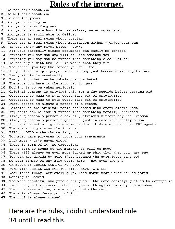 SiRGt's tweet image. Reglas del Internet #culturaGeneral