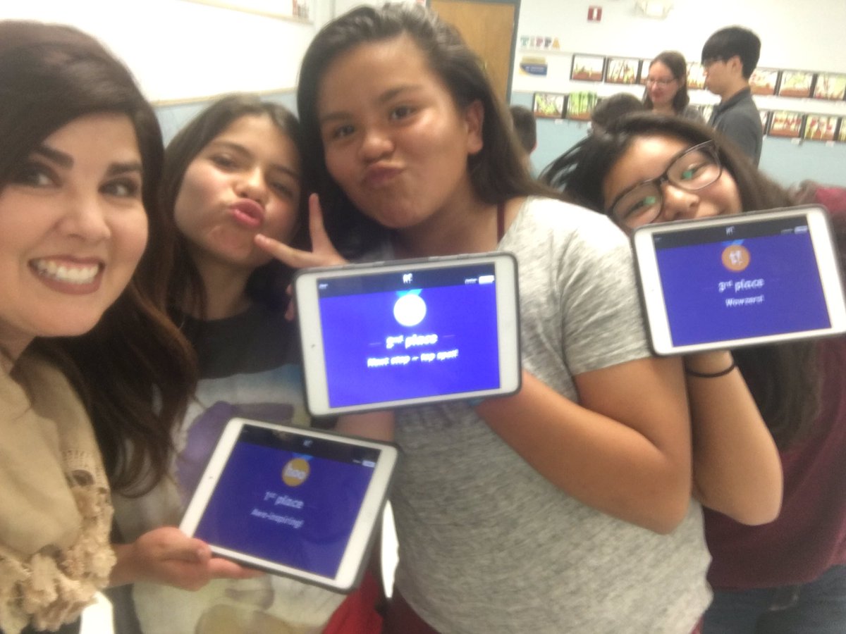 ang_pereyra's tweet photo. These girls made my night with their excitement in playing Kahoot! #selfiewiththestars #sciencetechnight #NISDInspired #MichaelInspired https://t.co/1O4yu7cdMX