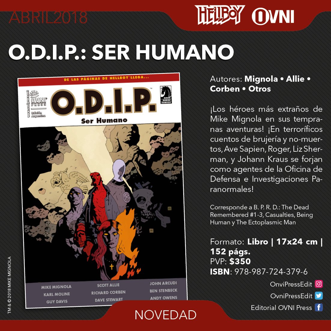 Ovnipressedit's tweet photo. ¡Llegaron las novedades! Tenemos un nuevo tomo de #SoulEater, #UncannyAvengers, #ODIP (del universo #Hellboy) y la reedición de #Infinito, dentro de la colección #Excelsior. A partir del viernes en comiquerías. ¡Buena lectura para todos! https://t.co/a0XibkgI9j