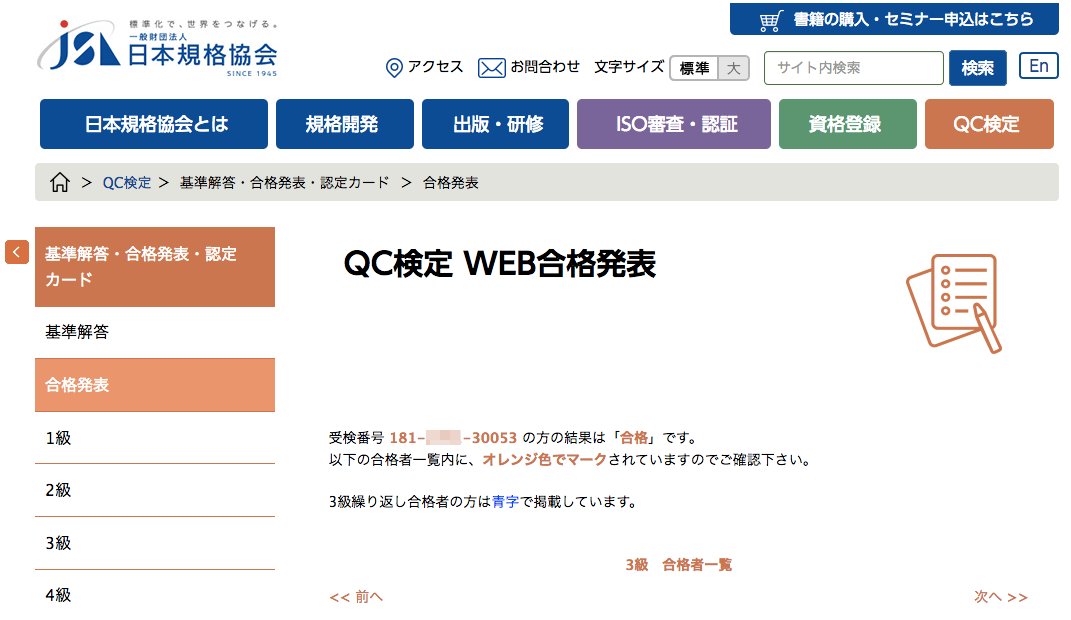 Mii Na Twitteru 今日は待ちに待った 第25回 品質管理検定 Web合格発表の日です ㆁwㆁ 無事に3級合格しました ありがとうございました ๑ ㅁ ๑ Qc検定 日本規格協会 Mii Na Twitteru 今日は待ちに待った 第25回 品質管理検定 Web合格発表の日です ㆁwㆁ 無事に3級合格しました ありがとうございました ๑ ㅁ ๑ Qc検定 日本規格協会