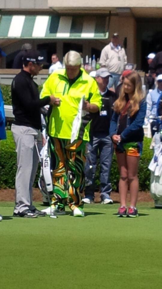 BellajoyGolf's tweet photo. Sneaking onto the practice green at Harbour Town during the @RBC_Heritage and walking around with @PGA_JohnDaly who got everyone to sign my pin flag. #ThrowbackThursday #GreatMemories #UncleJD #PGAtour https://t.co/RfVBpXGk6t