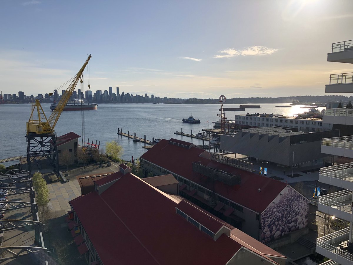 BoomBangCrashed's tweet photo. View from the hotel. Boat prep went well. Lots of little maintenance projects. #vancouver #sailingbc https://t.co/RqJ61RdaRb