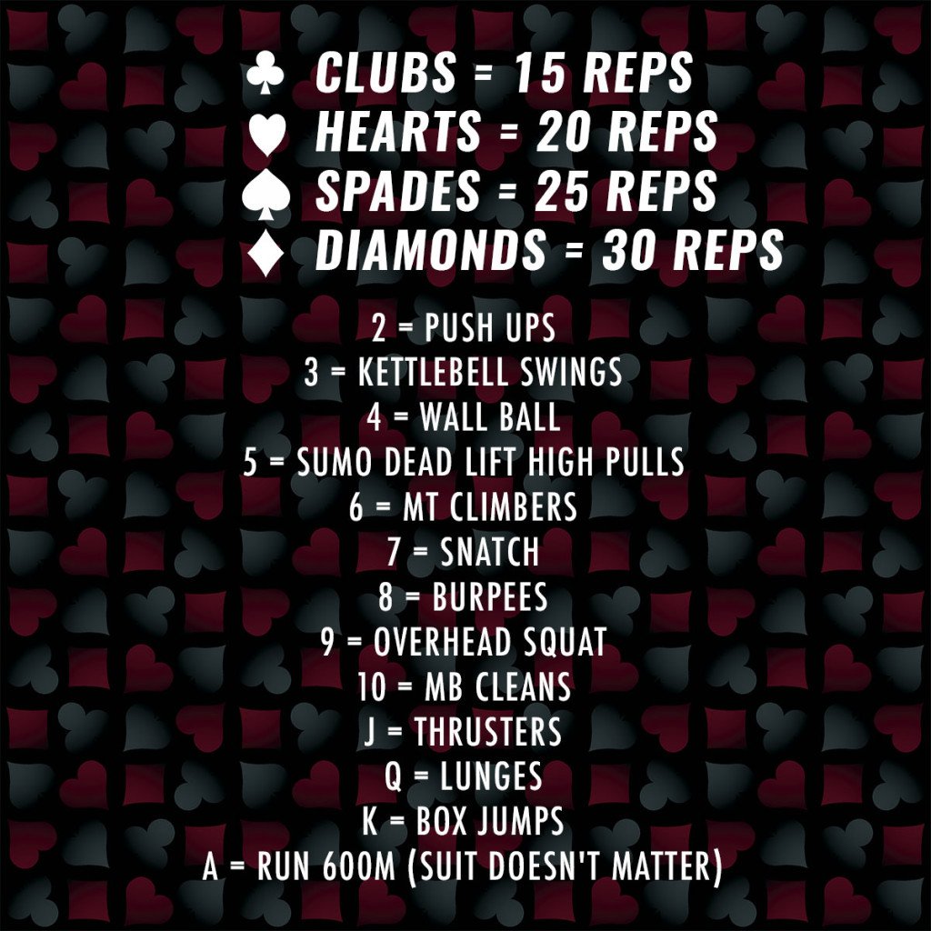 teamchampion's tweet photo. Great way to make a workout more exciting! 
Try this Deck of Cards Workout…♣️♥️♠️♦️
The deck of cards workout is simple. 
Each card is assigned to an exercise…
Have fun ‼️

#workout #fun #exercise https://t.co/oGIsWfVCXq