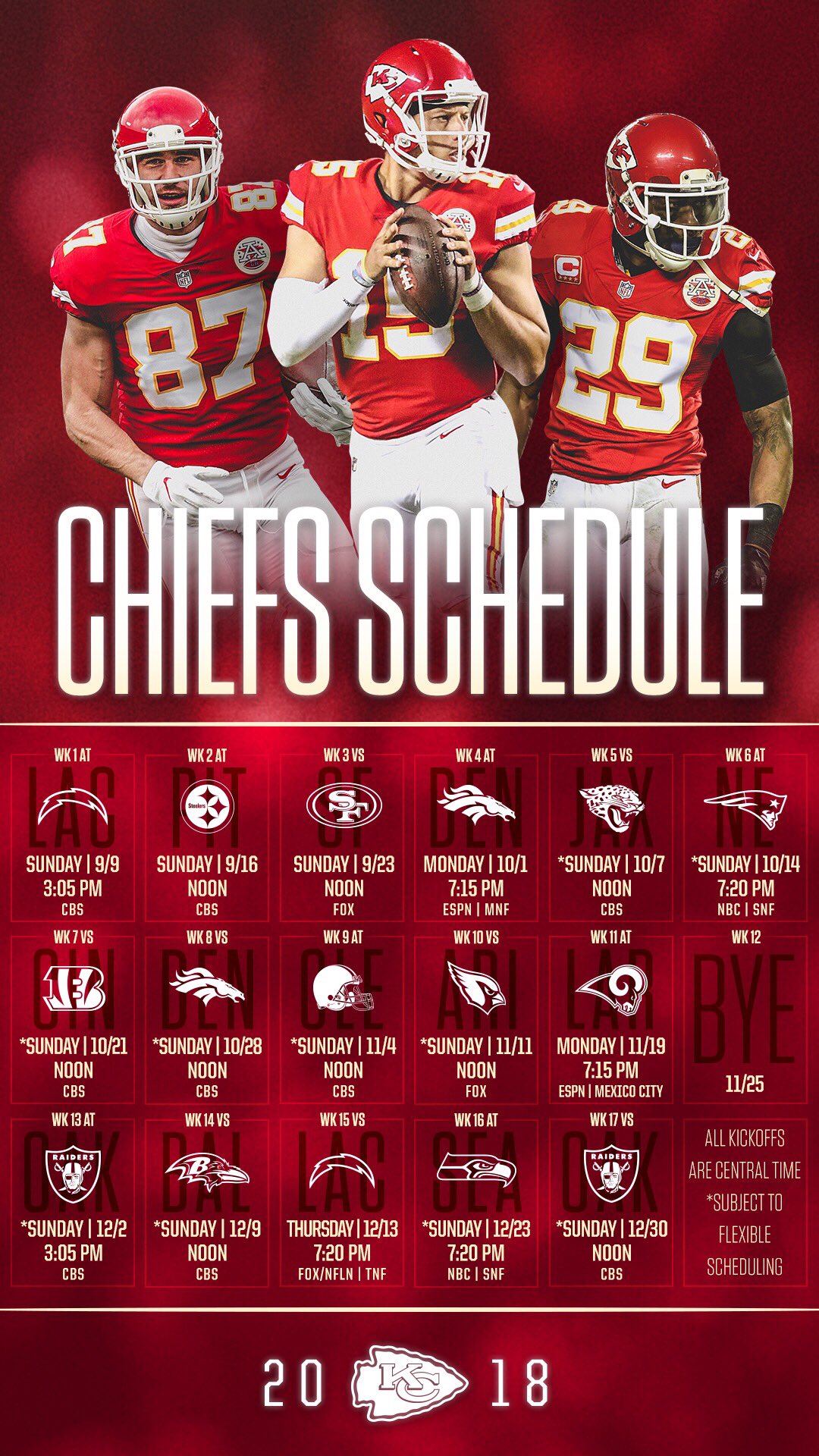 Kansas City Chiefs on X: &ldquo;🆕 #ScheduleRelease2018 wallpaper https 