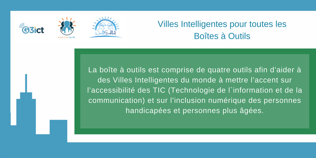 SmartCityA11y's tweet photo. #SmartCities4All #toolkit contains tools to help #SmartCities include focus on #ICT #accessibility and #DigitalIinclusion of #PWD.
La boîte à outils #SmartCities4All est maintenant en #français!
https://t.co/cfGSX7idFd
@SmartCityCasa @SmartCityexpo @jamesthu @victorpineda https://t.co/DMmuUyv38Z