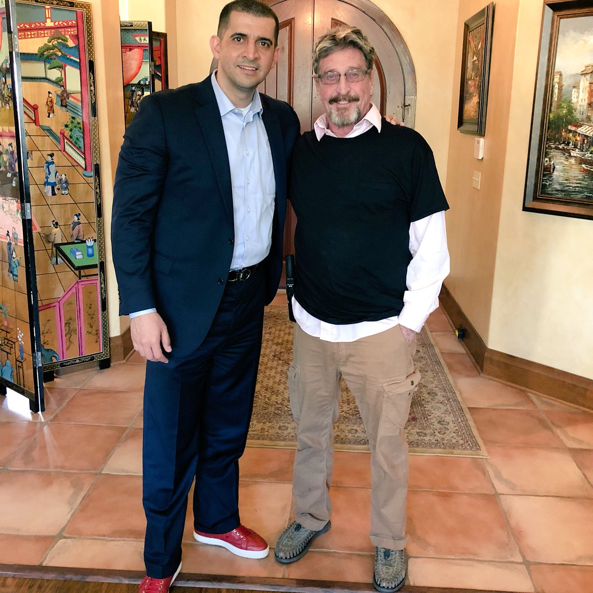 Spent the afternoon with @officialmcafee, the founder of Mcafee anti virus  software. We discussed facebooks privacy breach, Bitcoin, Trump, James  Comey and the one thing he believes every citizen must be concerned