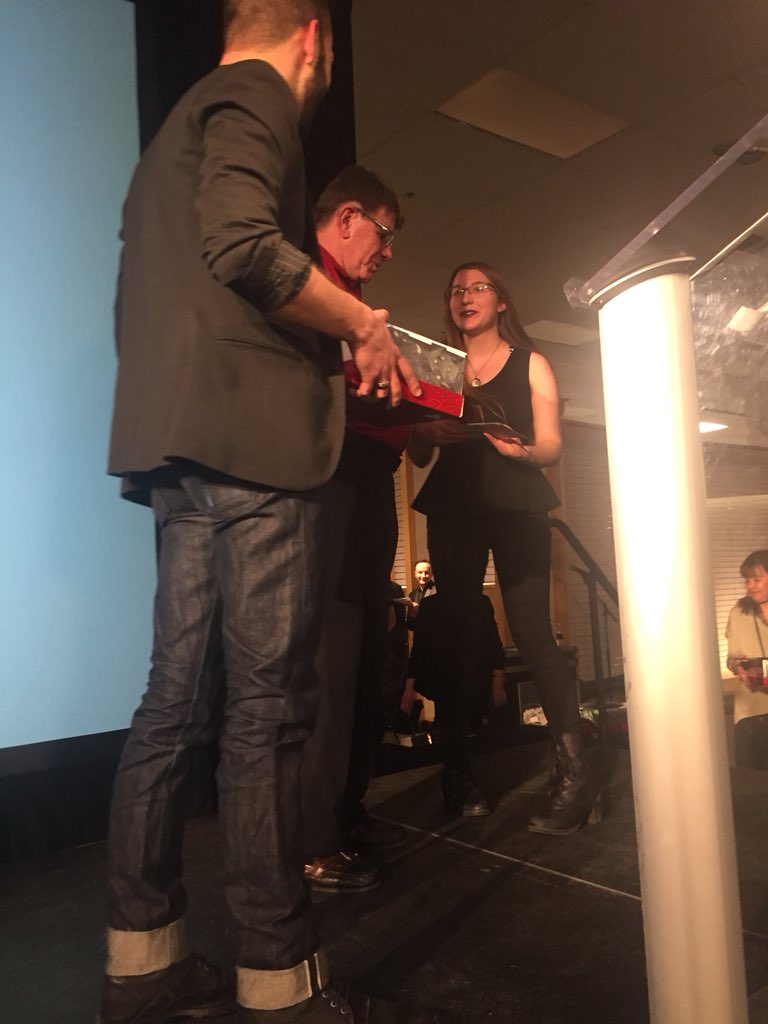 EPSFoundation's tweet photo. Congratulations Emily! On winning a sewing machine from our #sponsor Johnson’s sewing centre! #RocktheRunway #yeg #EPSB https://t.co/phJoY1YX8h