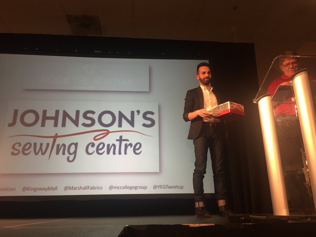 EPSFoundation's tweet photo. Congratulations Emily! On winning a sewing machine from our #sponsor Johnson’s sewing centre! #RocktheRunway #yeg #EPSB https://t.co/phJoY1YX8h