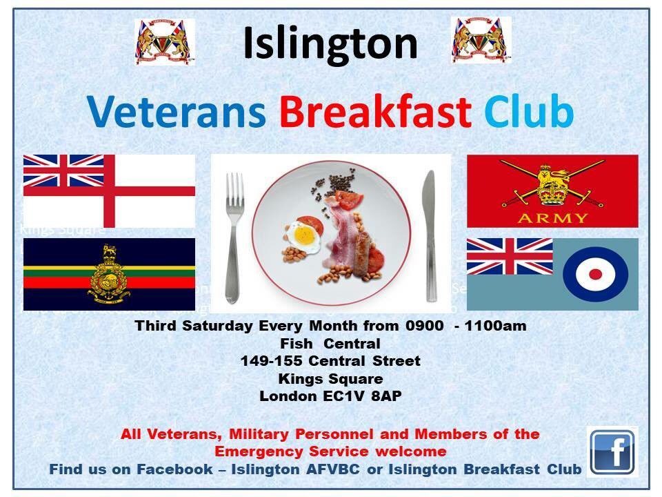 Just a quick reminder that the next meeting of the Armed Forces Breakfast Club will be meeting this Saturday at 0900 at Fish Central in Central Street, Islington