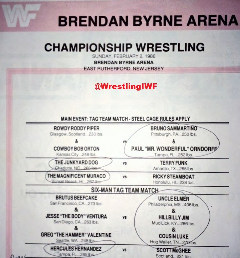 #TBT Remembering the 3 times I saw #BrunoSammartino wrestle in-person during 3-month feud with #RowdyRoddyPiper at #Meadowlands in Dec '85, Jan '86 & Feb '86. 🙏🙏 #RIPBruno