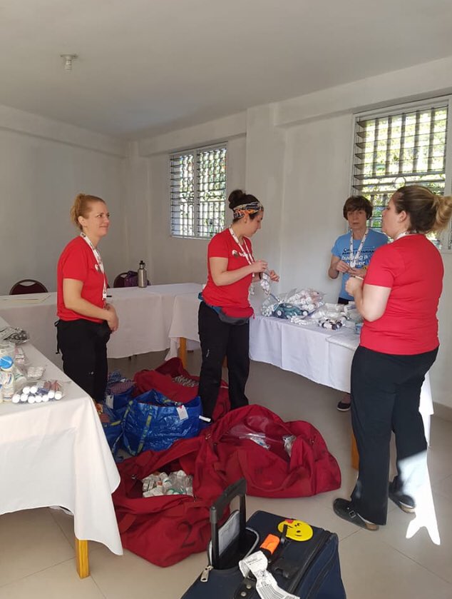 TBEBarrie's tweet photo. @TBEBarrie outreach clinic had a tremendous start to their first full day. 70 patients seen and multiple patients sent for surgery by our hospital team. Volunteerism at its best. @ShantyBayPS @HospBernardMevs @TBEBarrie @TeamRVH @Medishare4Haiti https://t.co/Q0Jc592j8E
