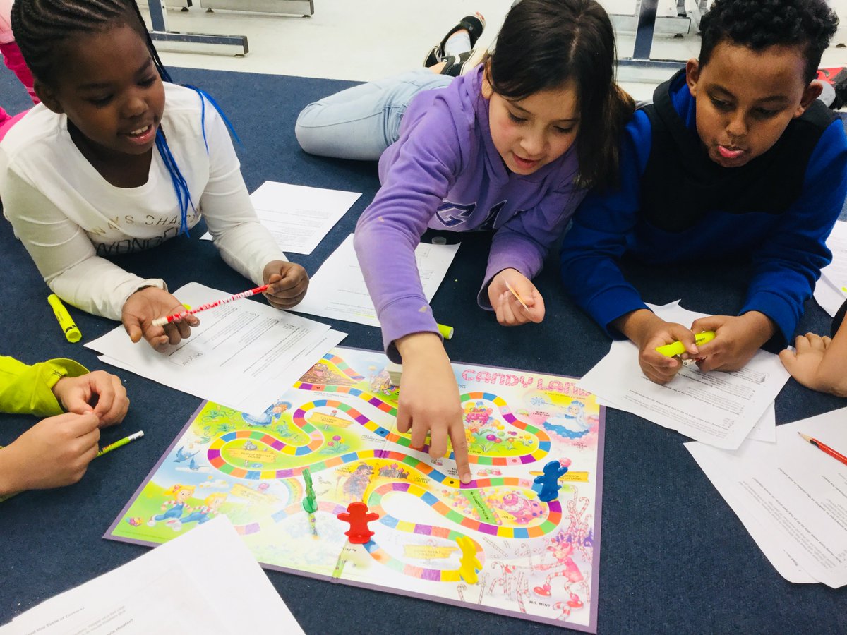 Ms_Sarah_Leo's tweet photo. Ending reading SOL club with a good ol' game of Candy Land! Who doesn't love playing board games while answering comprehension questions? #RoadRunnersDeserveIt https://t.co/E2iErnK4SB