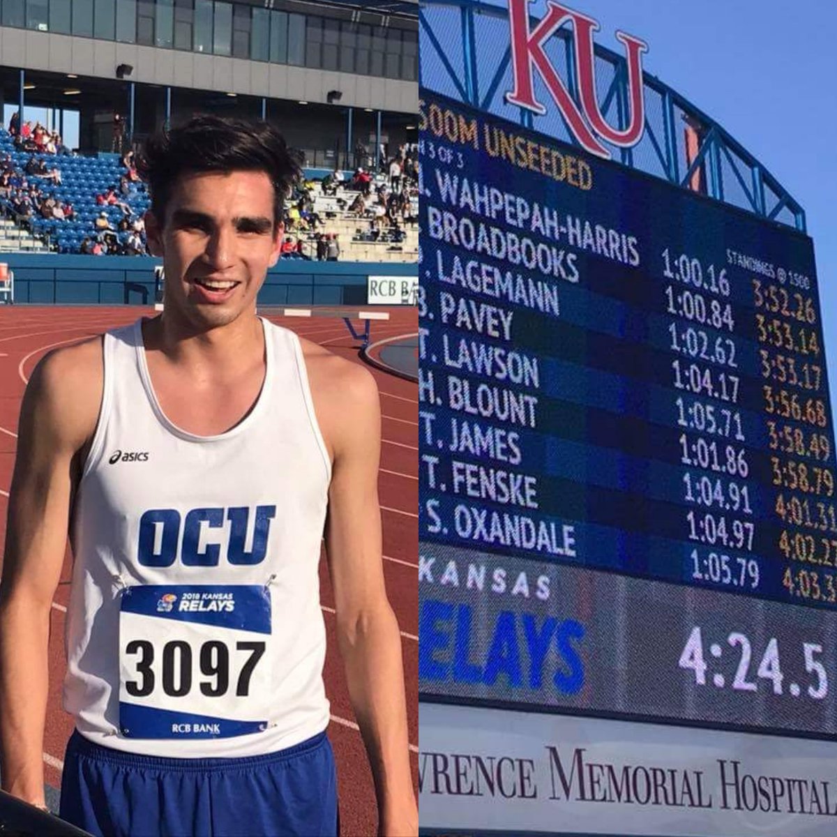 ndnsports's tweet image. Shout out and congrats to Mackenzie Wahpepah-Harris (Kickapoo Tribe) who runs a courageous last lap to win the Men’s 1500m at the 91st Kansas Relays with a time of 3:52.26.

This is his 3rd win in the 1500m at the KU Relays in his career.
#NativeAthlete #Kickapoo