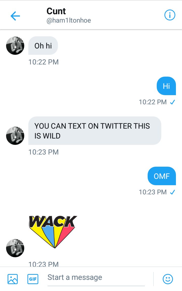 sarabreeding's tweet photo. @ham1ltonhoe just now finding out about texting on Twitter https://t.co/CddgXENbEw