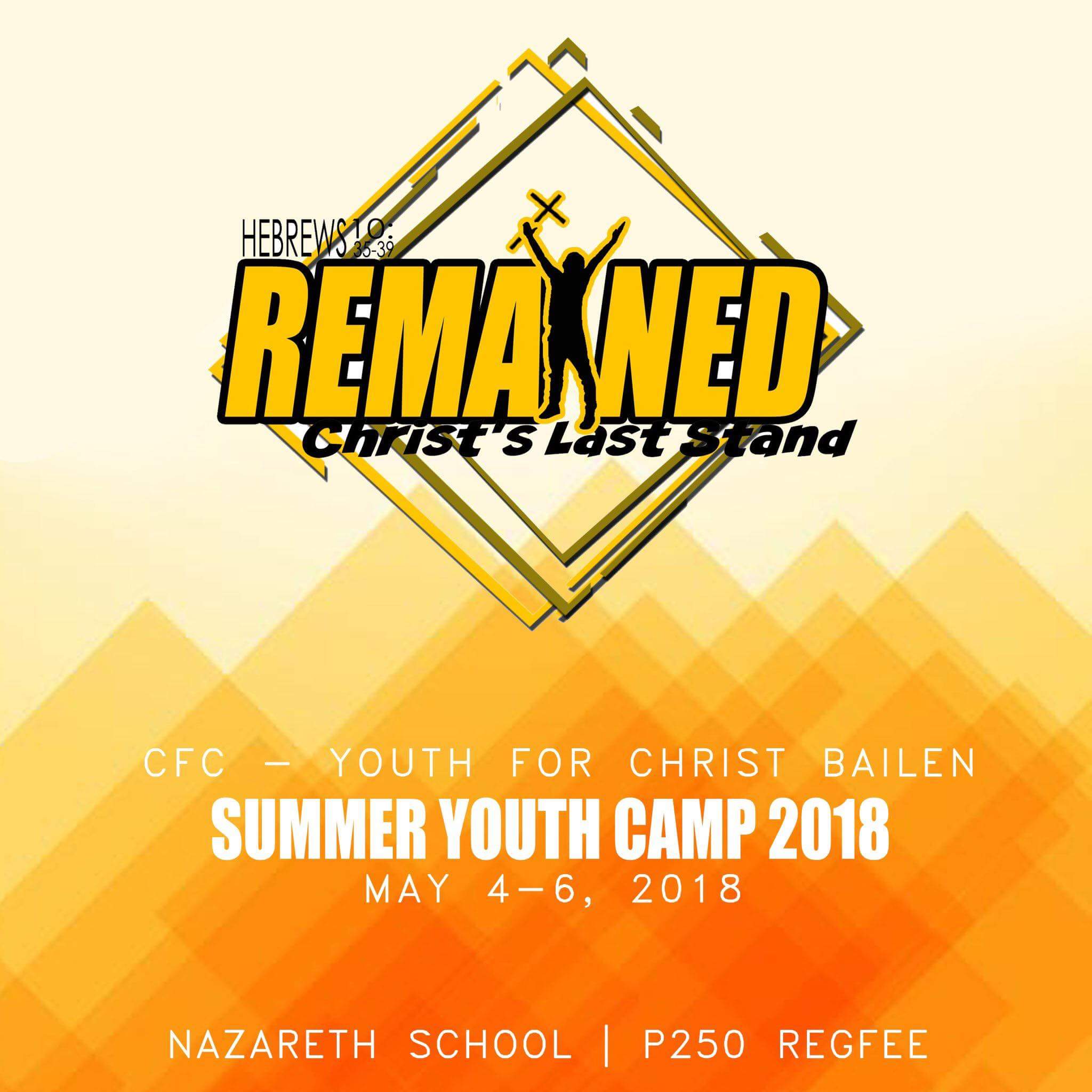 Miss Jo Calling All Youth S Of Bailen Summer Youth Camp 18 May 4 6 18 At Nazareth School Bailen Cavite Regfee Php 250 For More Info Just Contact Liz Ianna