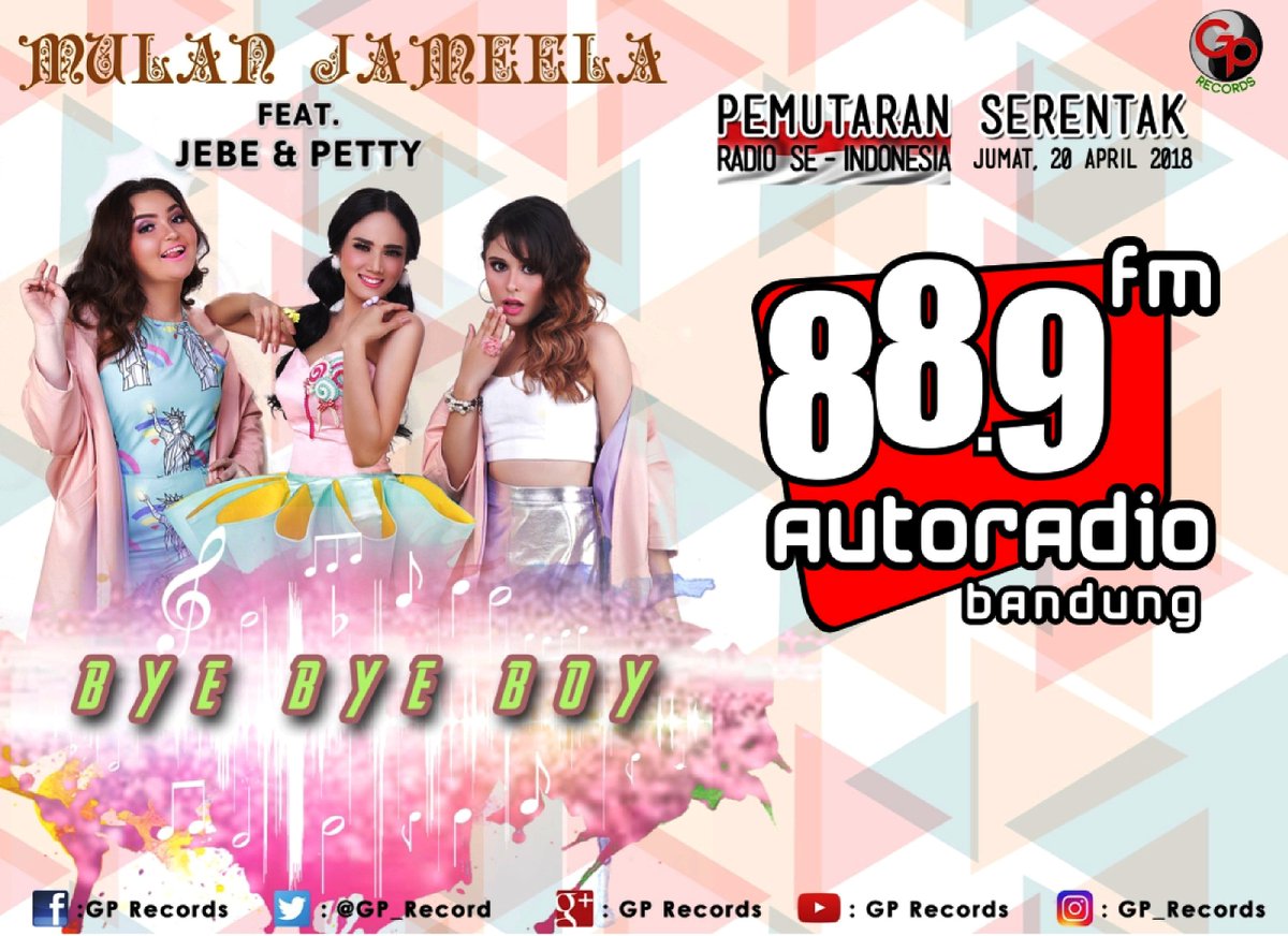 #NP #pemutaranserentak  <a href="/JameelaOfficial/">Mulan Jameela</a> FEAT <a href="/JEPEofficial/">JeBe & Petty</a> #byebyeboy enjoy yaaa cc <a href="/GP_Record/">GP Records</a>