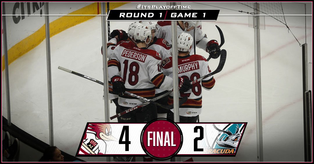 RoadrunnersAHL's tweet photo. We'll take it!!! 😁

#TUCvsSJ | #ItsPlayoffTime https://t.co/mur3ZQiiaF