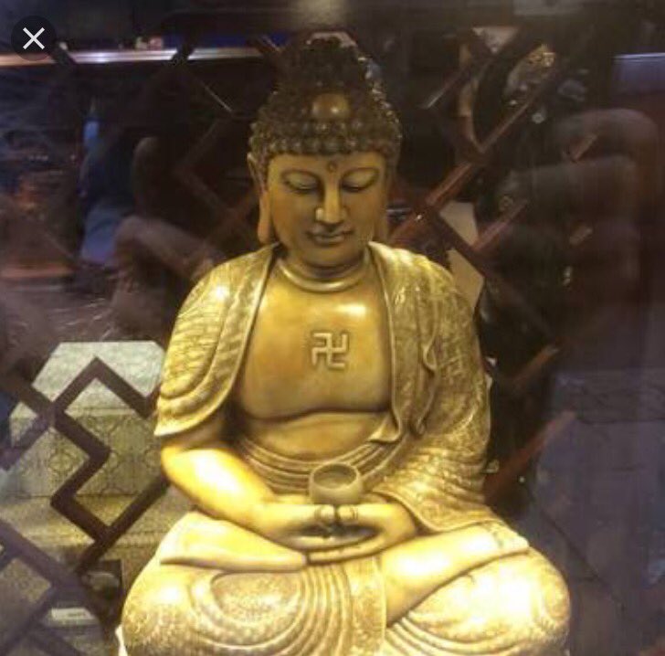 Код на будду. Будда Шакьямуни со свастикой. Будда Майтрейя символ.