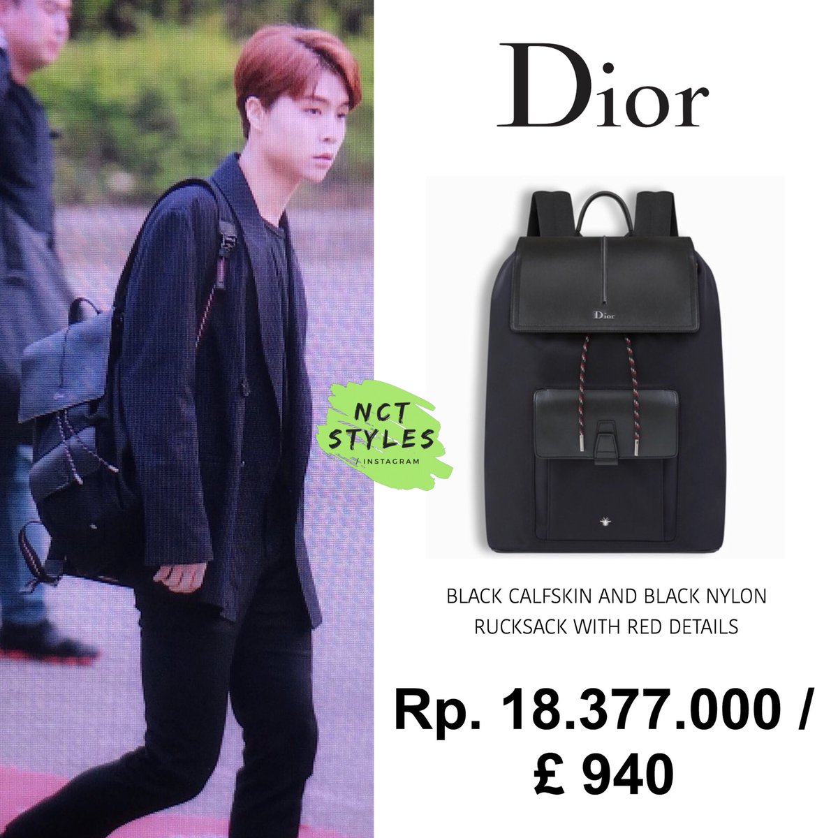 dior black calfskin backpack