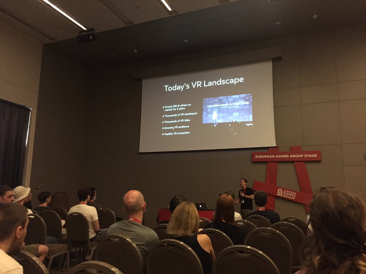 Listening to Matt Conte from Oculus about the VR landscape.