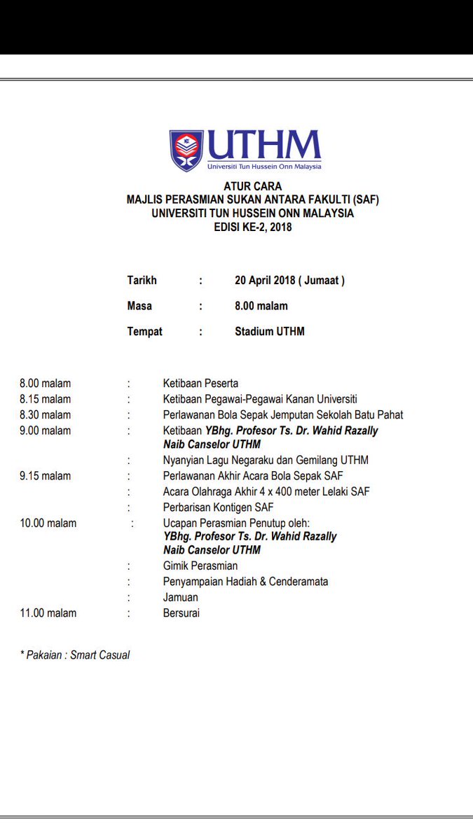 UTHMFC's tweet photo. Atur cara malam ni https://t.co/jM5skfA87C