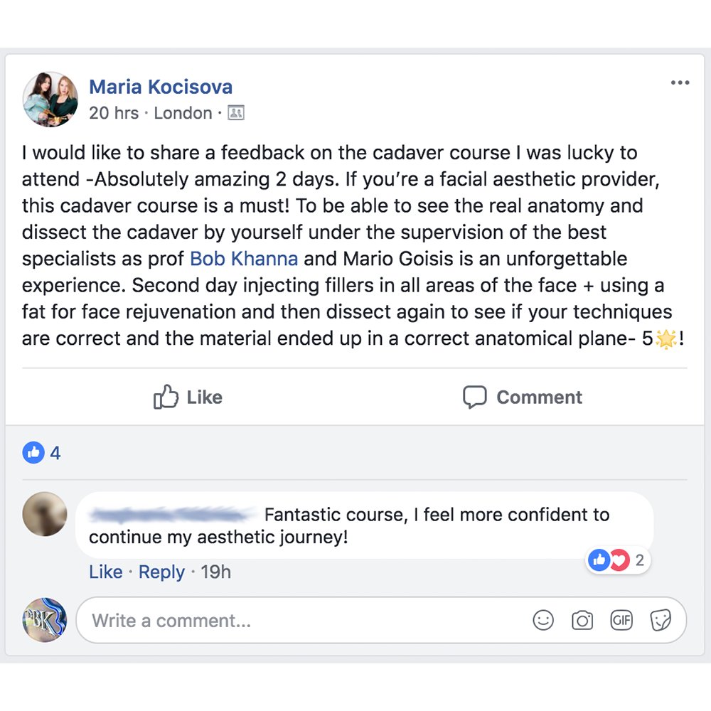 We want to hear from you!

We've had some fantastic feedback from our delegates regarding the 2 day Cadaver Masterclass this week. If you attended this course (or have attended one of our other courses), we'd love to hear all about your experience! Head to ow.ly/BVky30jAAge