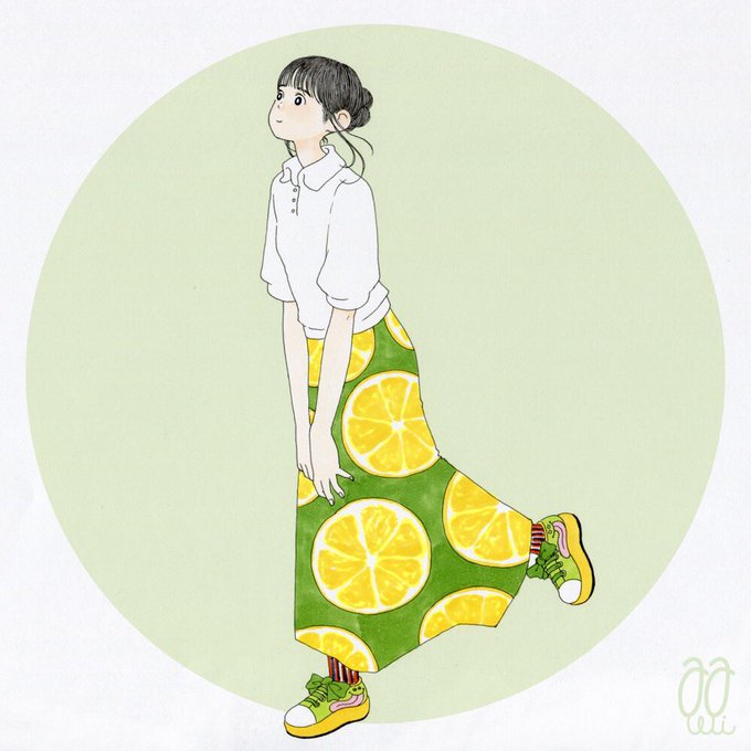 イラスト : 柑橘系のスカート。ちょっとだけ跳ねるような天気の日。 