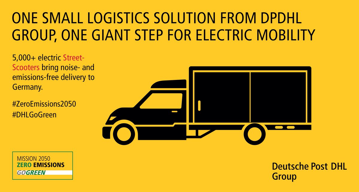 DeutschePostDHL's tweet photo. Happy @WorldCreativity & Innovation Week! Creativity is the cornerstone of innovation, and we're proud of where our culture of innovation leads - to sustainable solutions like our @StreetScooter_. #WCID18 #DHLInnovation #ZeroEmissions2050 https://t.co/oB6uLkFgI2