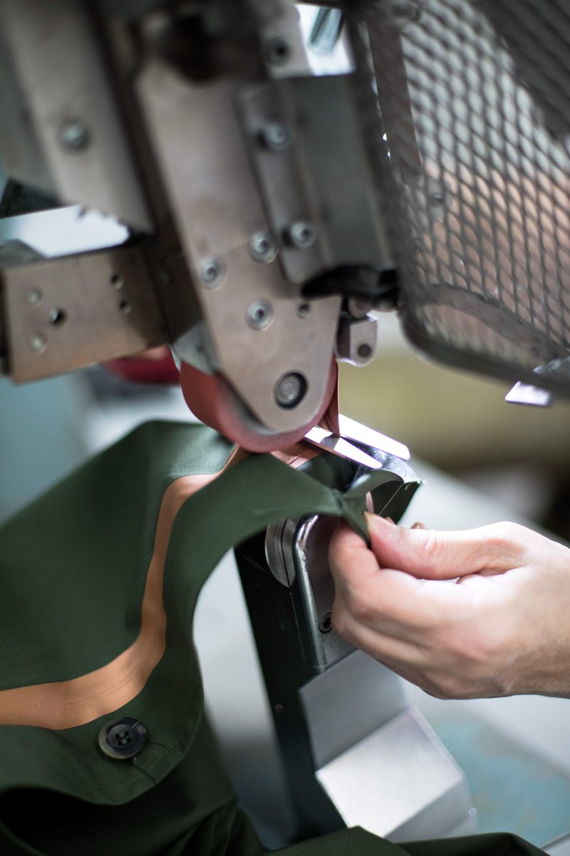 PrivateWhiteVC's tweet photo. Sue celebrates her 10th anniversary at the factory next week- for those of you who wear any of our ventile products, the chances are it was Sue who taped the seams and made them 100% waterproof. #FactoryFaces https://t.co/eFPM0zp1GR