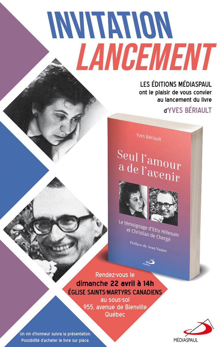 **RAPPEL** Dimanche nous vous invitons au lancement du livre d'Yves Bériault intitulé "Seul l'amour a de l'avenir" dès 14h à l'église des saints martyrs canadiens. #québec #lancement #livre #auteur #dédicace