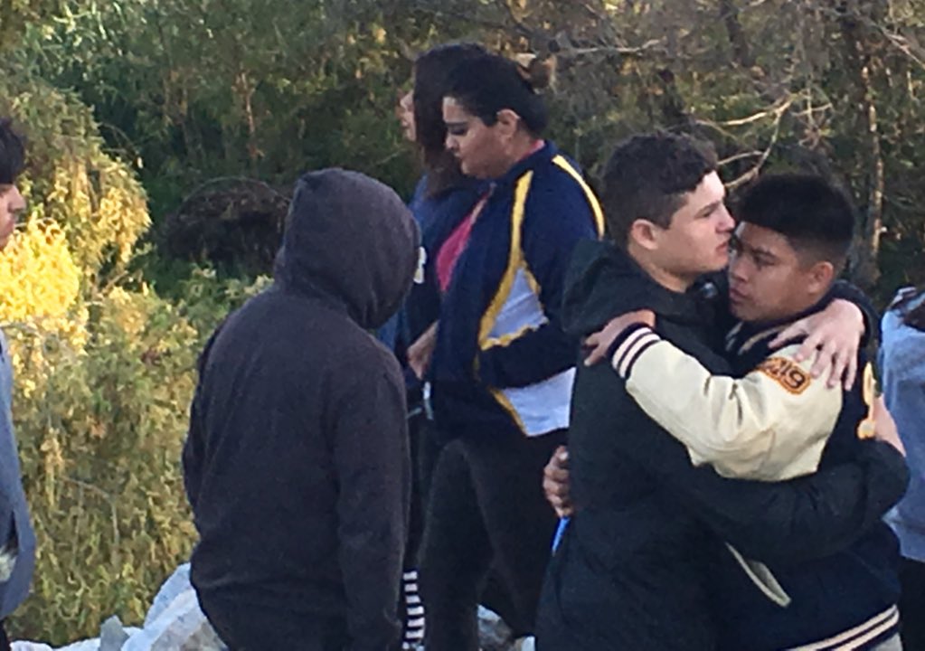 Broadcast_Bev's tweet photo. Back in #SouthElMonte tonight as loved ones mourn slain student-athlete #JeremySanchez @LASDHQ confirms arrest of a teen friend of victim. @NBCLA https://t.co/m9SvIIotFy
