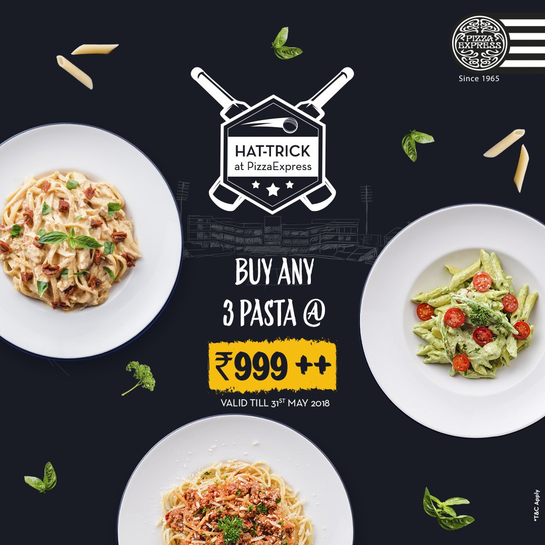 PizzaExpressIN's tweet photo. Get bowled over by our exciting offers!
Join the match day mania and order in from #PizzaExpressIn.
Grab them before they run out!
*Offer valid only on deliveries. https://t.co/1yK8RStw1u